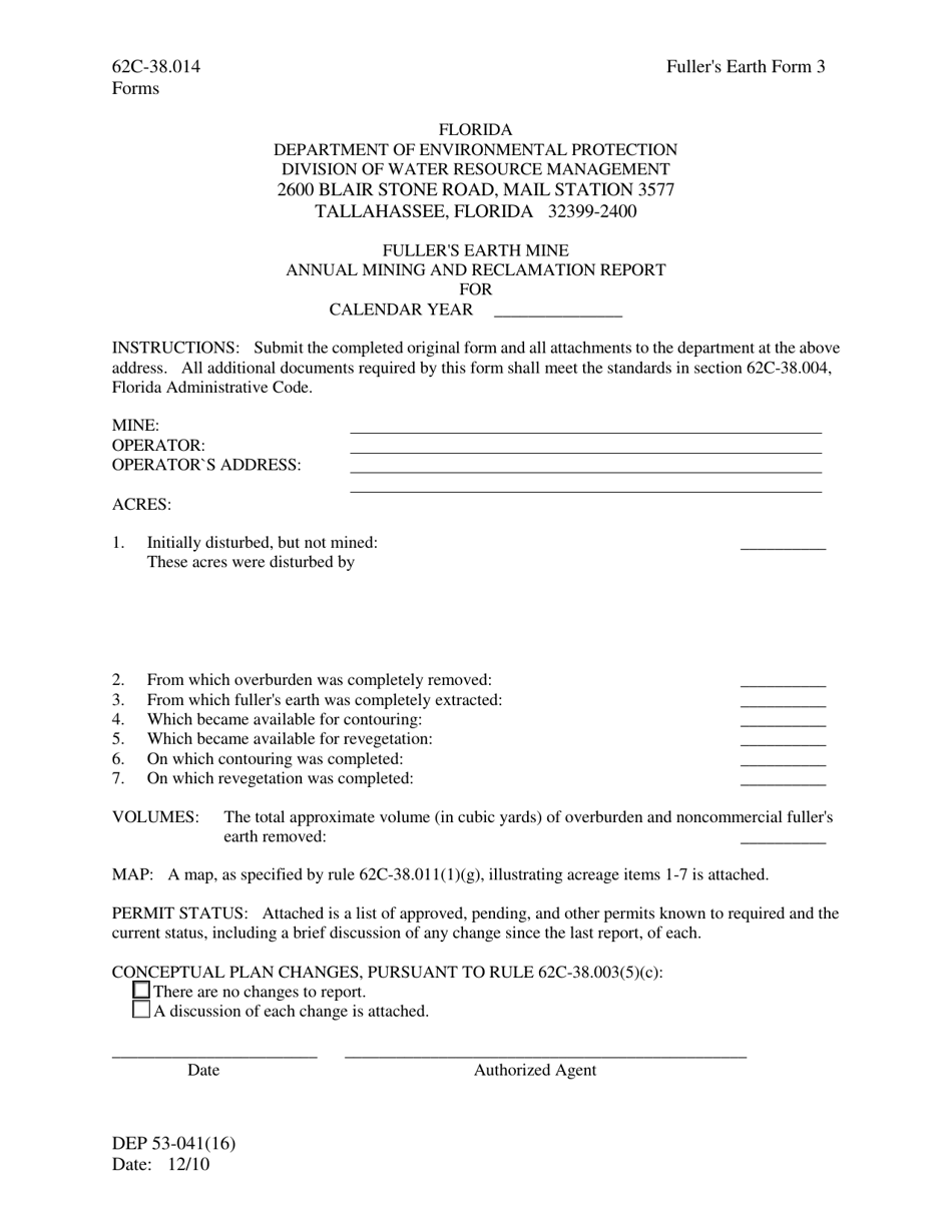 Fuller's Earth Form 3 (DEP53041(16)) Fill Out, Sign Online and Download Fillable PDF, Florida