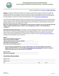 Form DEP55-230 Federal Funding Accountability and Transparency Act Form - Subaward to a Recipient - Florida