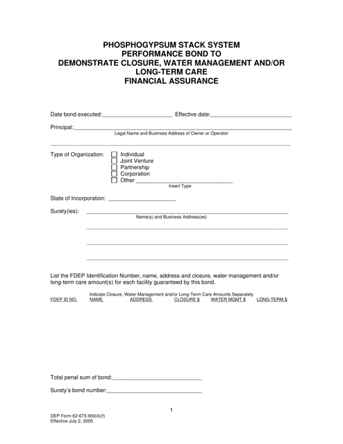 DEP Form 62-673.900(4)(F)  Printable Pdf