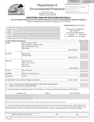 Document preview: DEP Form 62-722.400(9)(B) Reporting Form for Recovered Materials - Florida