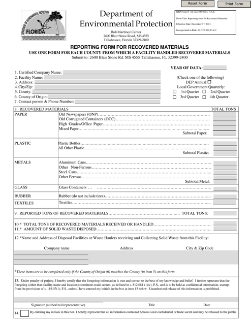 DEP Form 62-722.400(9)(B)  Printable Pdf