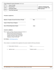 Form 62B-56.900(2) Financial Assurance Worksheet - Florida, Page 2