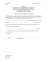 Fuller&#039;s Earth Form 1 (DEP53-039(16)) Notice of Intent to Mine Fuller&#039;s Earth - Florida