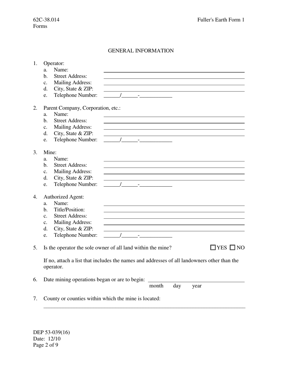 Fullers Earth Form 1 (DEP53-039(16)) Notice of Intent to Mine Fullers Earth - Florida, Page 2