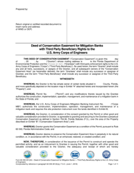 Form 62-330.301(24) Deed of Conservation Easement for Mitigation Banks With Third Party Beneficiary Rights to the U.S. Army Corps of Engineers - Florida