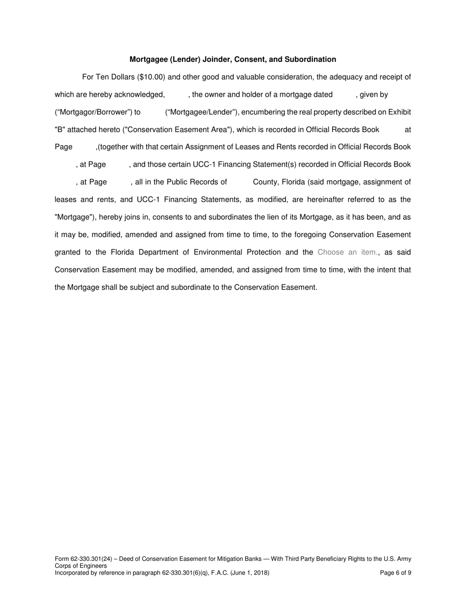 Form 62-330.301(24) Deed of Conservation Easement for Mitigation Banks With Third Party Beneficiary Rights to the U.S. Army Corps of Engineers - Florida, Page 6