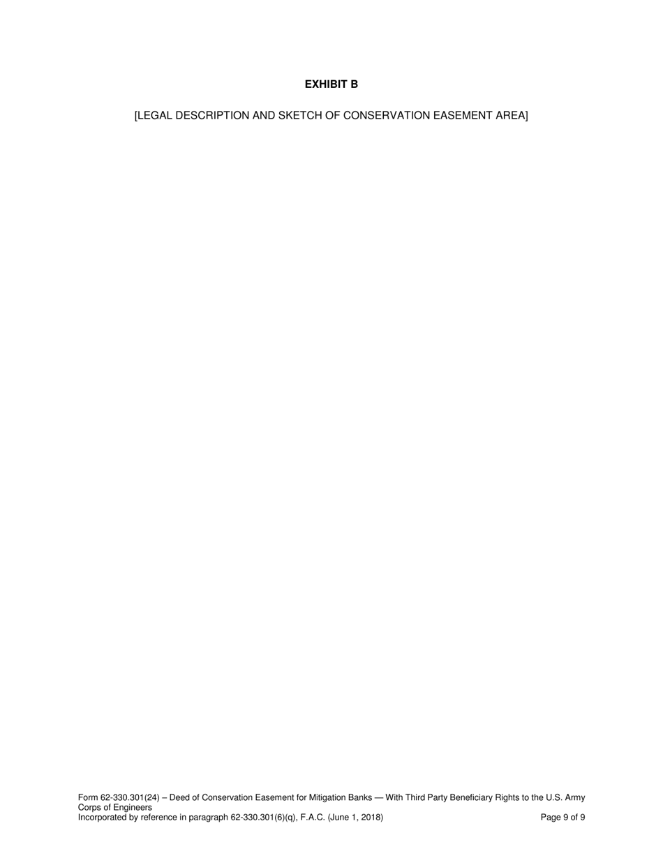 Form 62-330.301(24) Deed of Conservation Easement for Mitigation Banks With Third Party Beneficiary Rights to the U.S. Army Corps of Engineers - Florida, Page 9