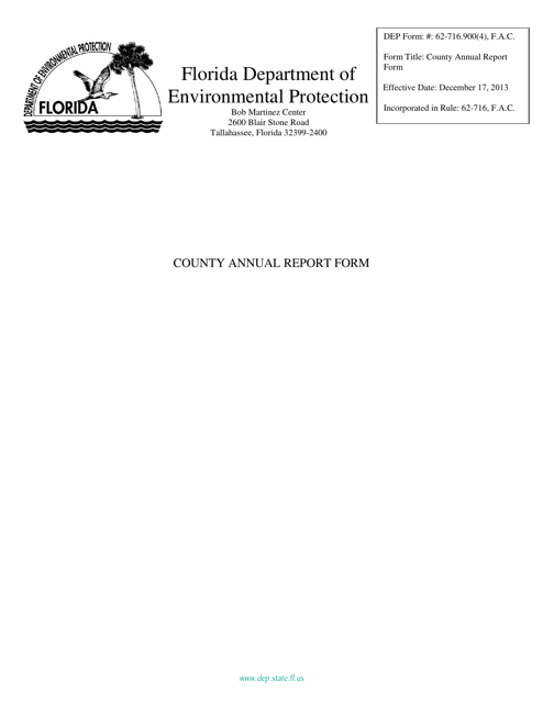 DEP Form 62-716.900(4) County Annual Report Form - Florida
