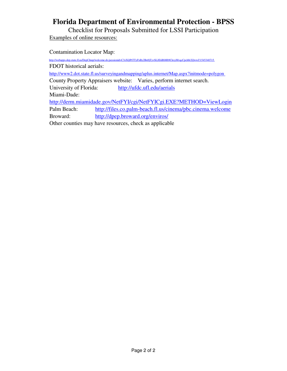 Checklist for Proposals Submitted for Lssi Participation - Florida, Page 2