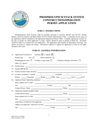 DEP Form 62-673.900(1) &quot;Phosphogypsum Stack System Construction/Operation Permit Application&quot; - Florida
