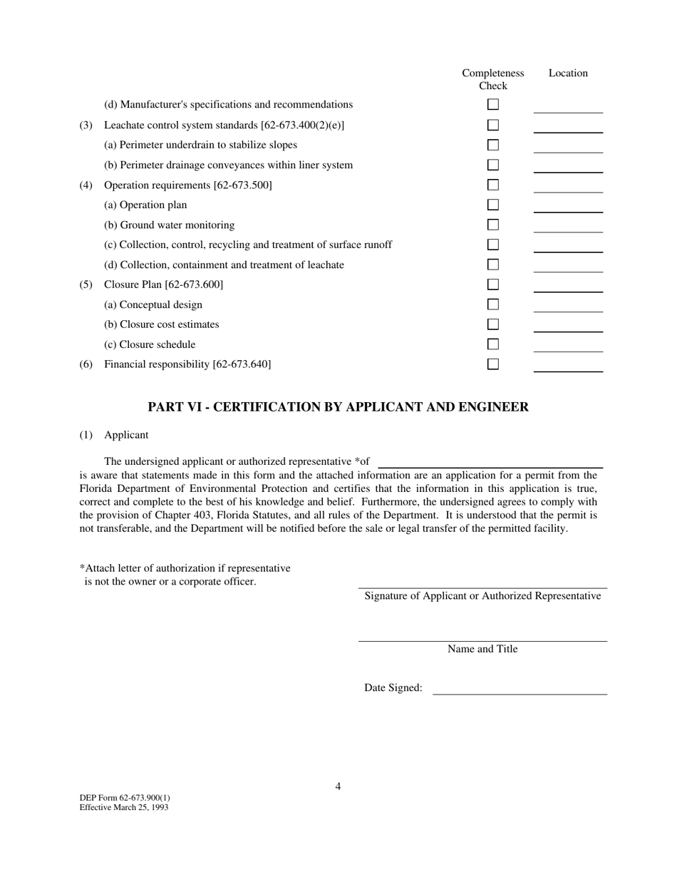 DEP Form 62-673.900(1) Download Fillable PDF or Fill Online ...