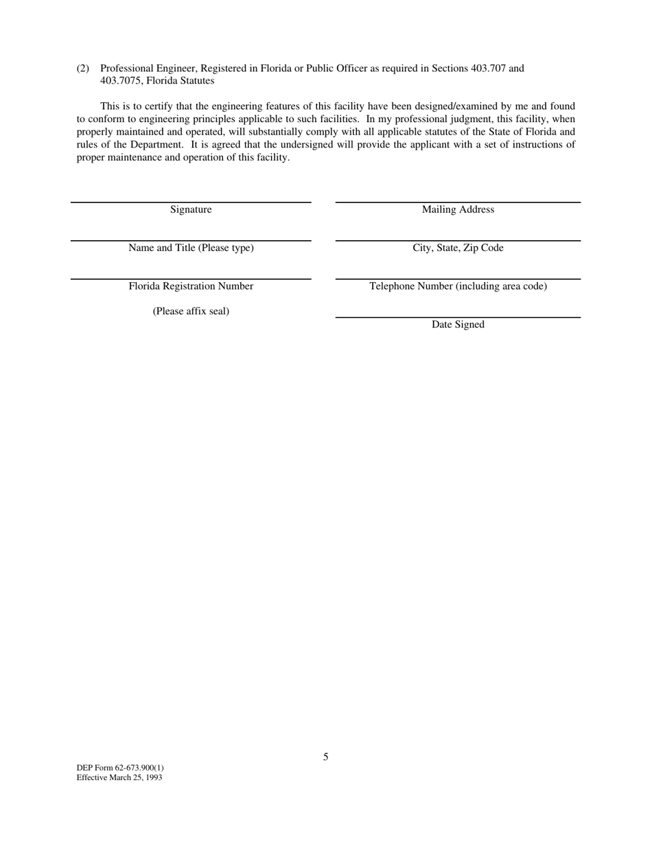 DEP Form 62-673.900(1) Phosphogypsum Stack System Construction / Operation Permit Application - Florida, Page 5