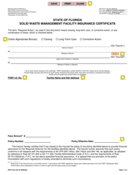 DEP Form 62-701.900(5)(D) Solid Waste Management Facility Insurance Certificate - Florida