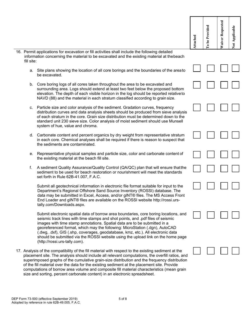 DEP Form 73-500 Joint Application for Joint Coastal Permit / Authorization to Use Sovereignty Submerged Lands / Federal Dredge and Fill Permit - Florida, Page 7