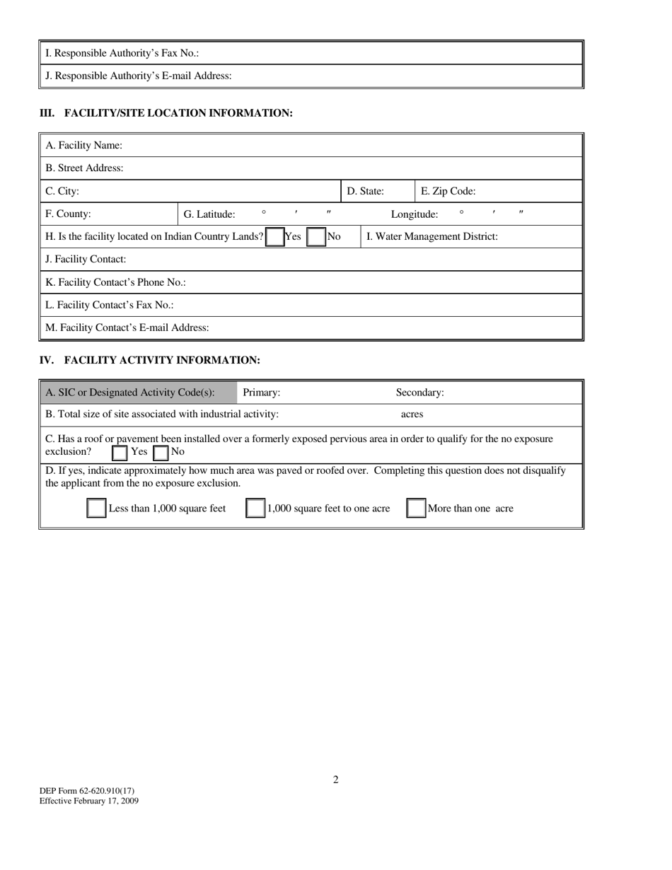 DEP Form 62-620.910(17) - Fill Out, Sign Online and Download Fillable ...