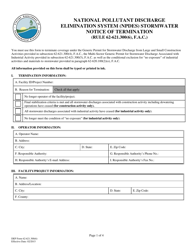 Document preview: DEP Form 62-621.300(6) National Pollutant Discharge Elimination System (Npdes) Stormwater Notice of Termination - Florida