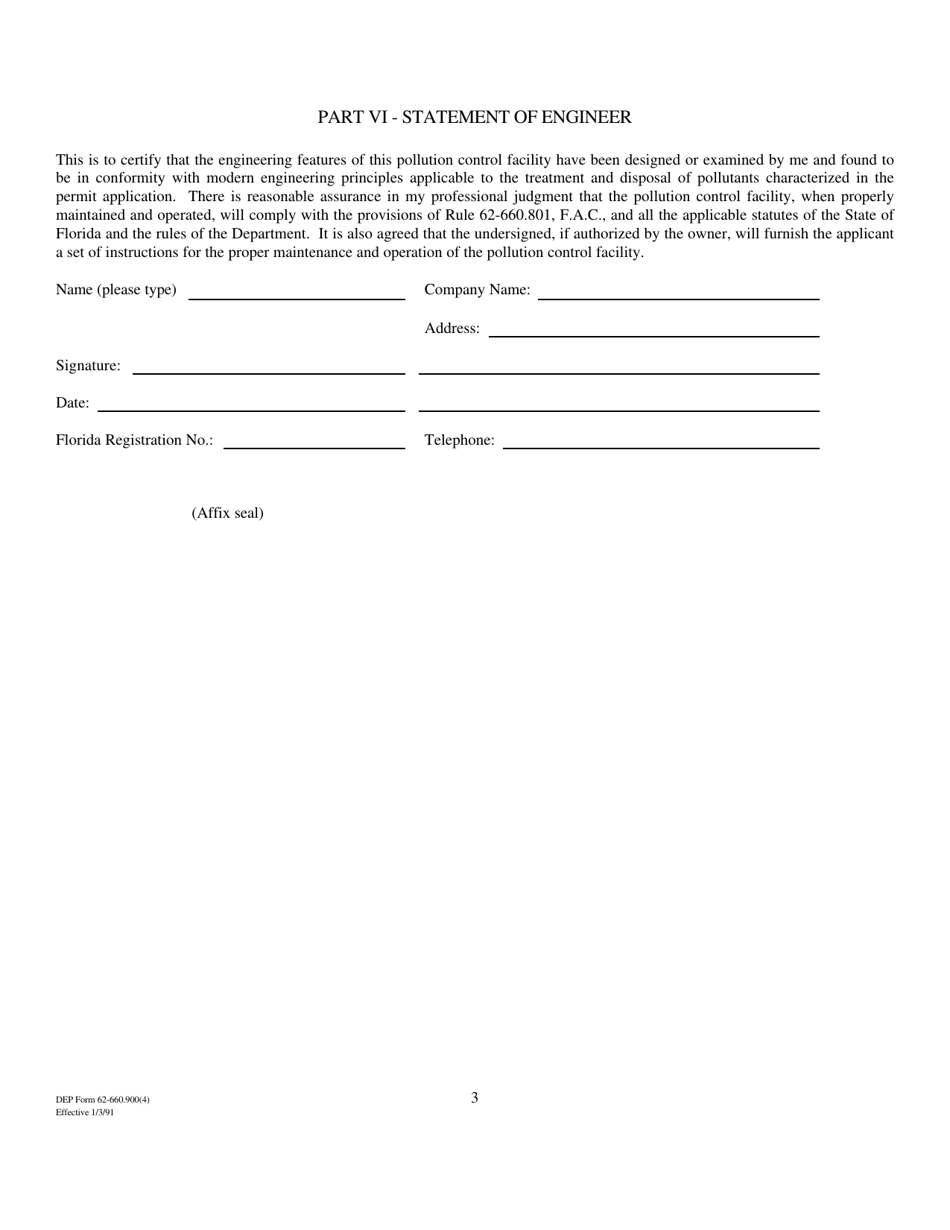 DEP Form 62-660.900(4) Laundromat General Permit Notification Form - Florida, Page 3