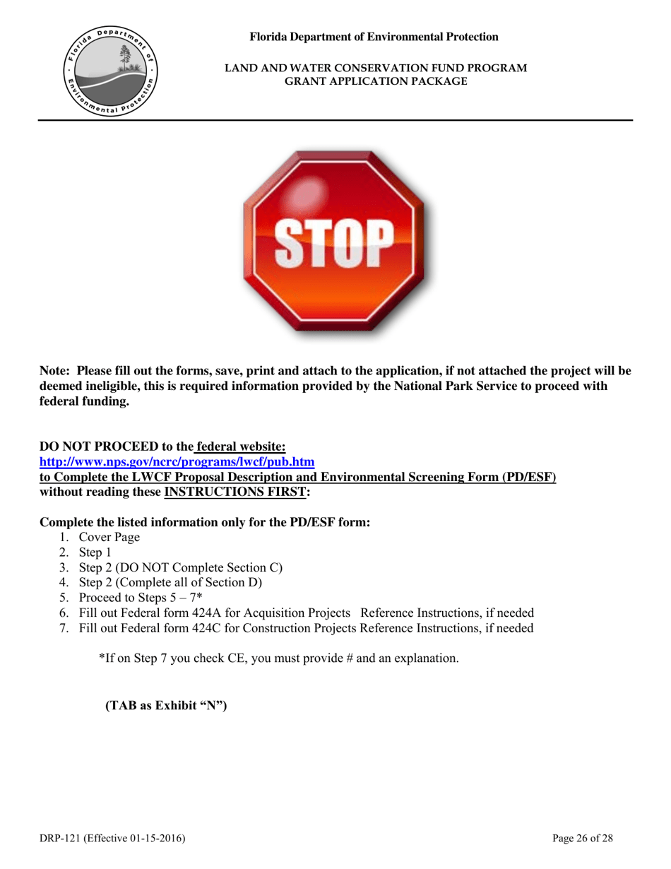 Form DRP-121 Land and Water Conservation Fund Program Grant Application Package - Florida, Page 26