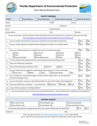 Document preview: Clean Marina Renewal Form - Florida