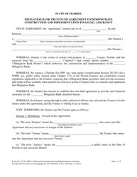 Document preview: Form 62-342.700(4) Mitigation Bank Trust Fund Agreement to Demonstrate Construction and Implementation Financial Assurance - Florida