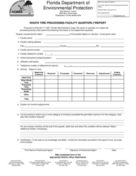 Document preview: DEP Form 62-701.900(21) Waste Tire Processing Facility Quarterly Report - Florida