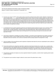 Form RW13-20A One Time Only Agreement for the Positive Location of Underground Utilities - California, Page 3