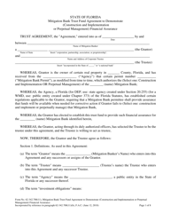 Document preview: Form 62-342.700(11) Mitigation Bank Trust Fund Agreement to Demonstrate (Construction and Implementation or Perpetual Management) Financial Assurance - Florida