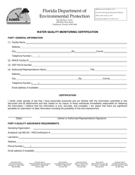 Document preview: DEP Form 62-701.900(31) Water Quality Monitoring Certification - Florida