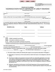 DEP Form 62-730.900(4)(L) Hazardous Waste Facility Certificate of Liability Insurance (Excess/Surplus Policy) - Florida