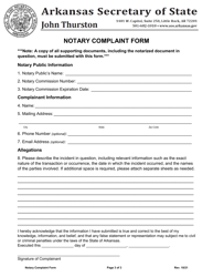 Notary Complaint Form - Arkansas, Page 3