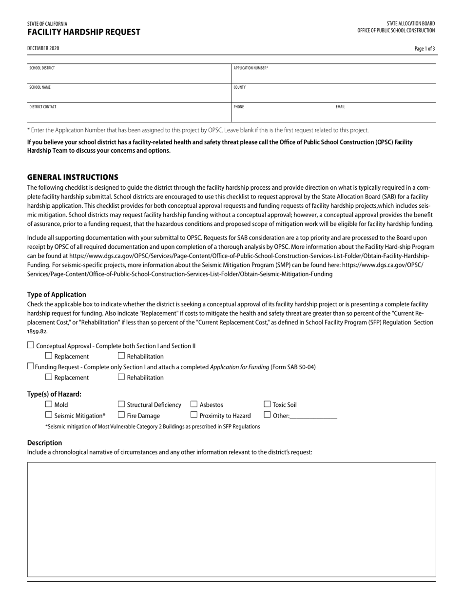 California Facility Hardship Request Fill Out, Sign Online and