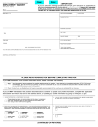 Form STD.628 Employment Inquiry - California