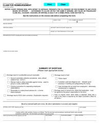 Form STD27A &quot;Claim for Reimbursement&quot; - California
