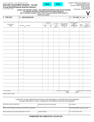 Form STD.676V Non-USPS Adjustment Request - Values (Fringe Benefit/Employee Business Expense) - California