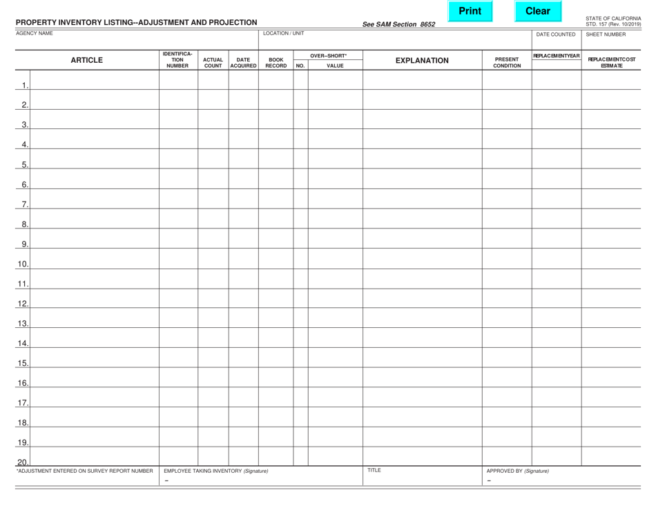 Form STD.157 - Fill Out, Sign Online and Download Fillable PDF ...