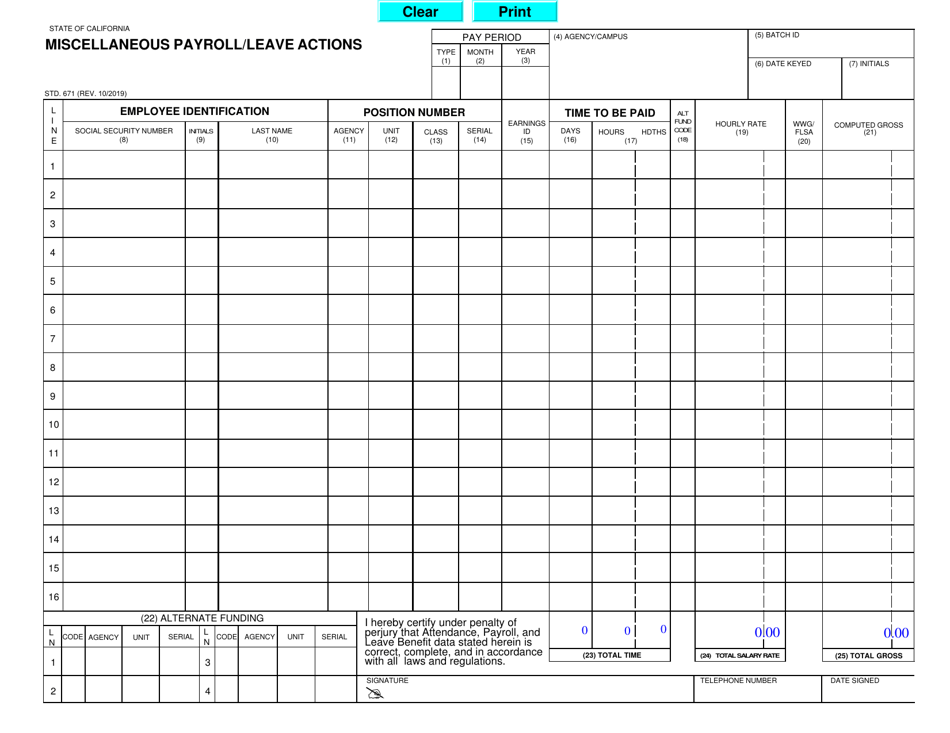 Form STD.671 - Fill Out, Sign Online and Download Fillable PDF ...