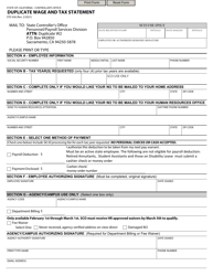 Form STD436 Duplicate Wage and Tax Statement - California