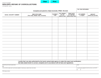 Document preview: Form STD.995R Non-USPS--refund of Overcollections - California