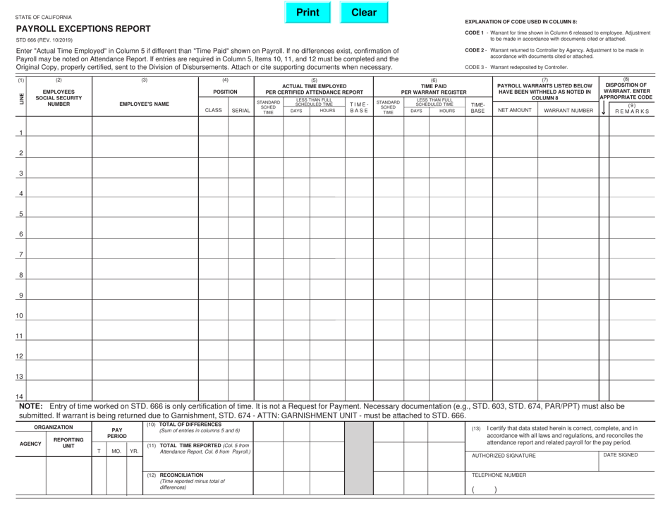 Form STD666 - Fill Out, Sign Online and Download Fillable PDF ...