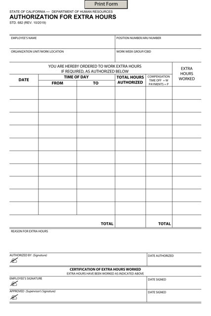 Form STD.682  Printable Pdf