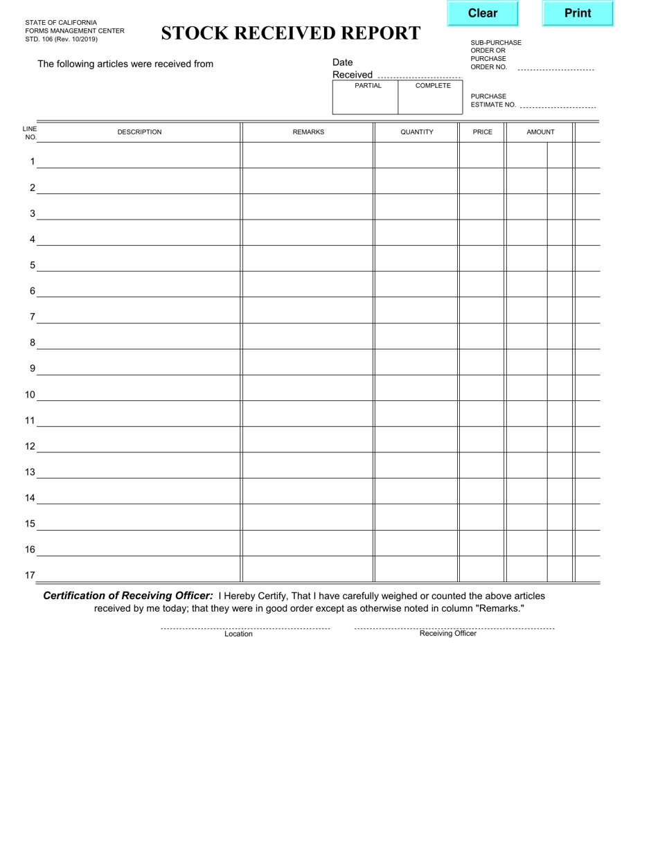 Form STD.106 - Fill Out, Sign Online and Download Fillable PDF ...