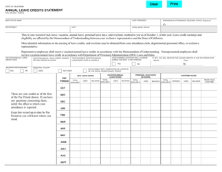 Document preview: Form STD.644 Annual Leave Credits Statement - California
