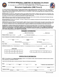VMC Form 2 &quot;Monument Application&quot; - Colorado