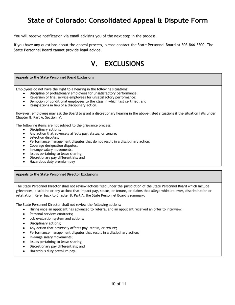 Consolidated Appeal  Dispute Form - Colorado, Page 10