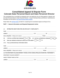 Consolidated Appeal &amp; Dispute Form - Colorado