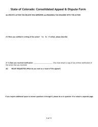 Consolidated Appeal &amp; Dispute Form - Colorado, Page 2