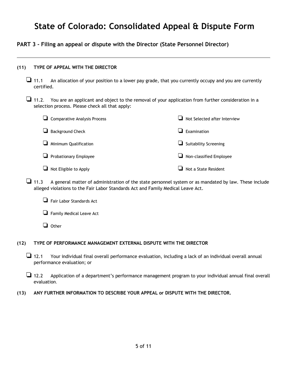 Consolidated Appeal  Dispute Form - Colorado, Page 5