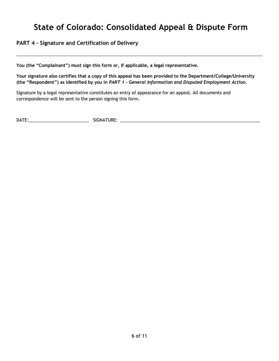 Consolidated Appeal  Dispute Form - Colorado, Page 6