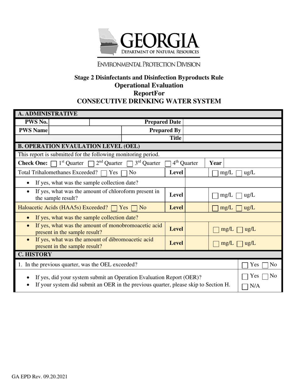 Stage 2 Disinfectants and Disinfection Byproducts Rule Operational Evaluation Report for Consecutive Drinking Water System - Georgia (United States), Page 1