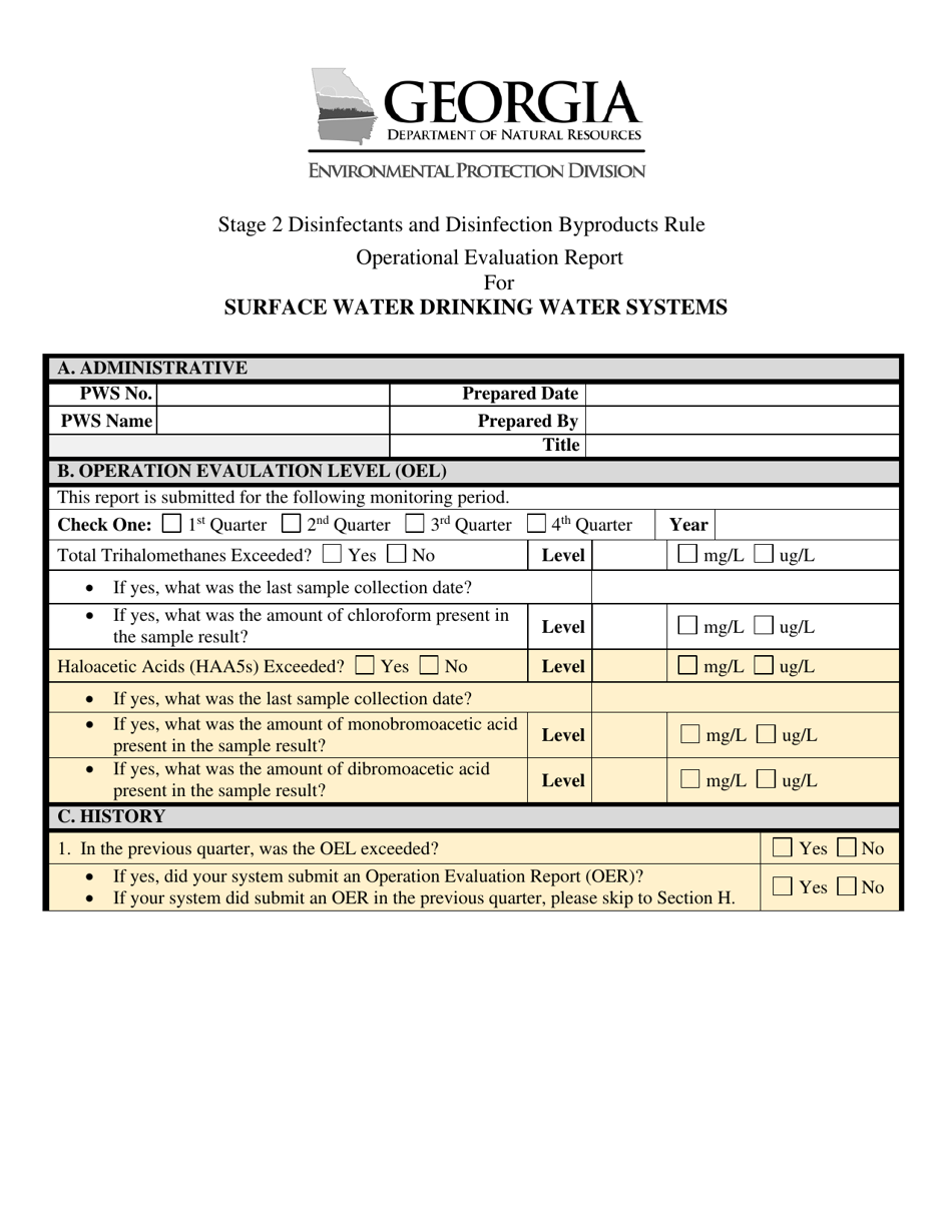 Stage 2 Disinfectants and Disinfection Byproducts Rule Operational Evaluation Report for Surface Water Drinking Water Systems - Georgia (United States), Page 1